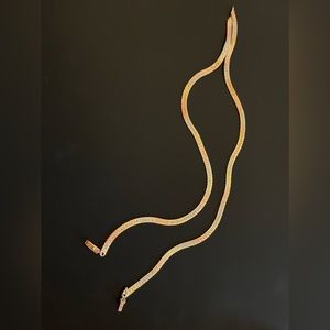 Vintage tri tone herringbone gold necklace